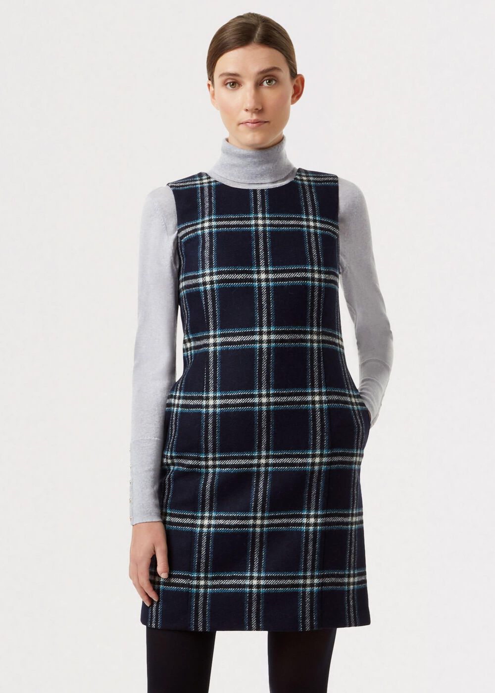 Robbie Wool Dress, Navy Multi, hi-res