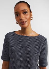 Nyla Textured Top, Navy Ivory, hi-res
