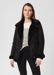 Alana Fur Jacket, Black, hi-res
