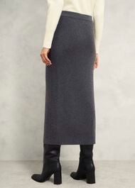 Gaskell Co-Ord Wool Cotton Skirt, Dark Grey Marl, hi-res