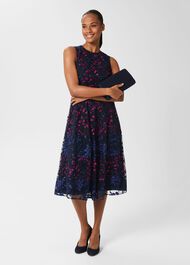 Kasia Floral Embroidered Dress, Navy Multi, hi-res