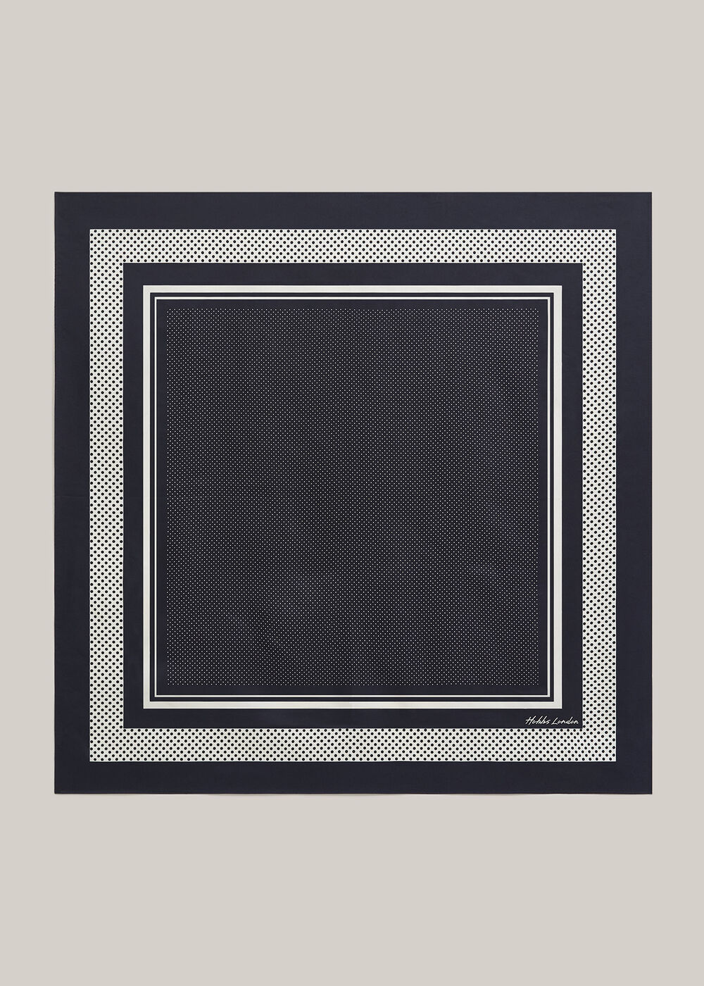 Milena Silk Scarf, Navy Ivory, hi-res