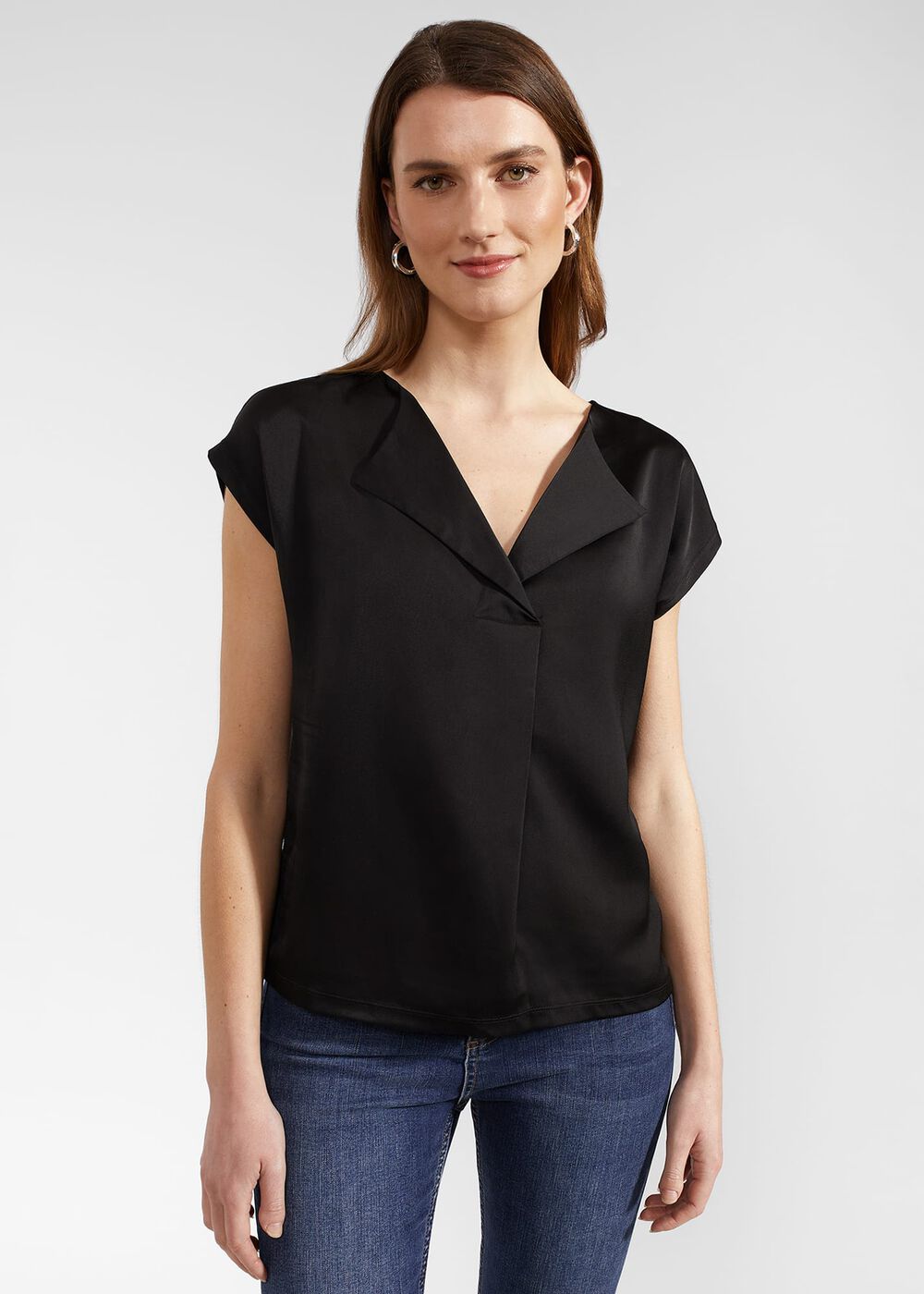Sylvie Satin Front Top, Hobbs Black, hi-res