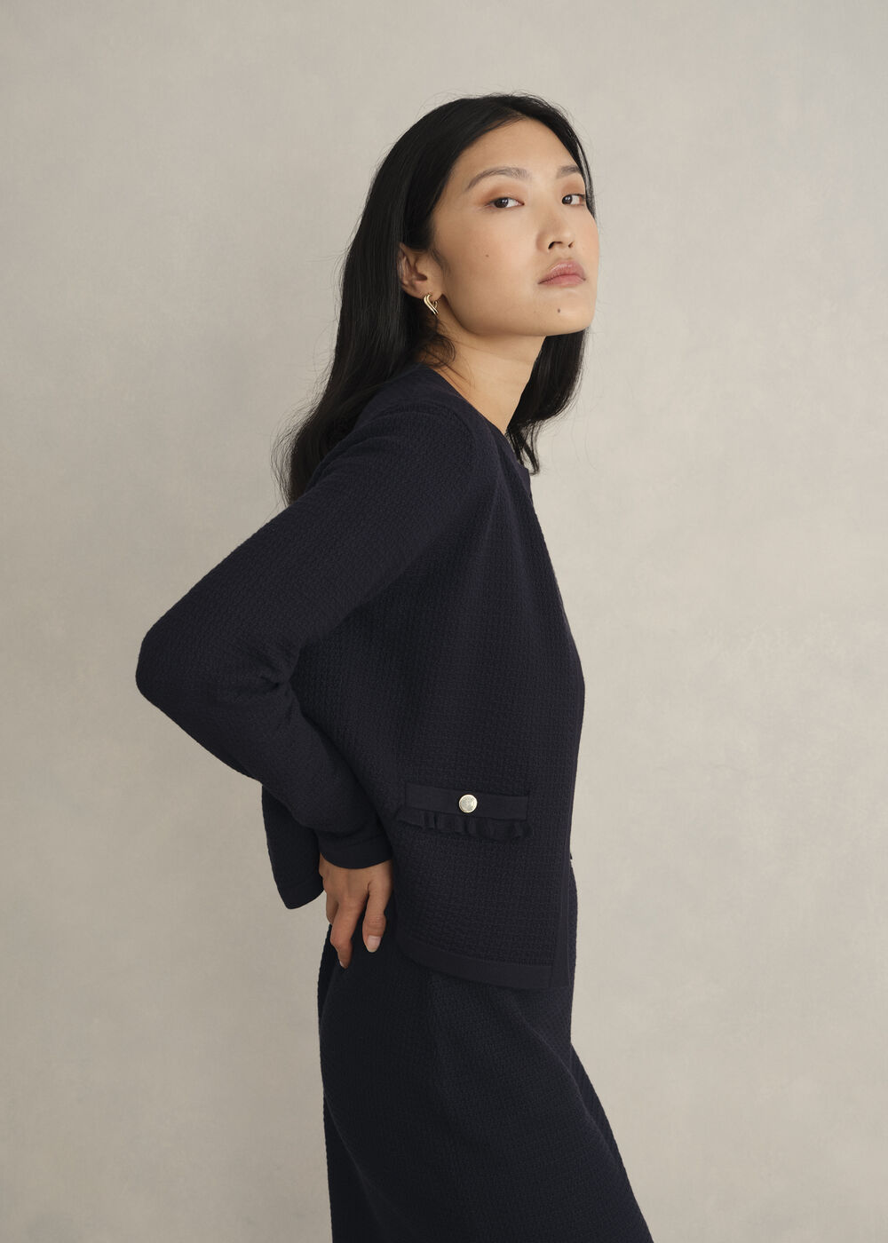 Petra Knitted Jacket, Hobbs Navy, hi-res