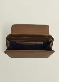 Milan Satin Clutch Bag, Medlar Brown, hi-res