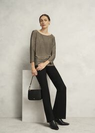 Metallic Sonya Gathered Neck Top, Gold, hi-res