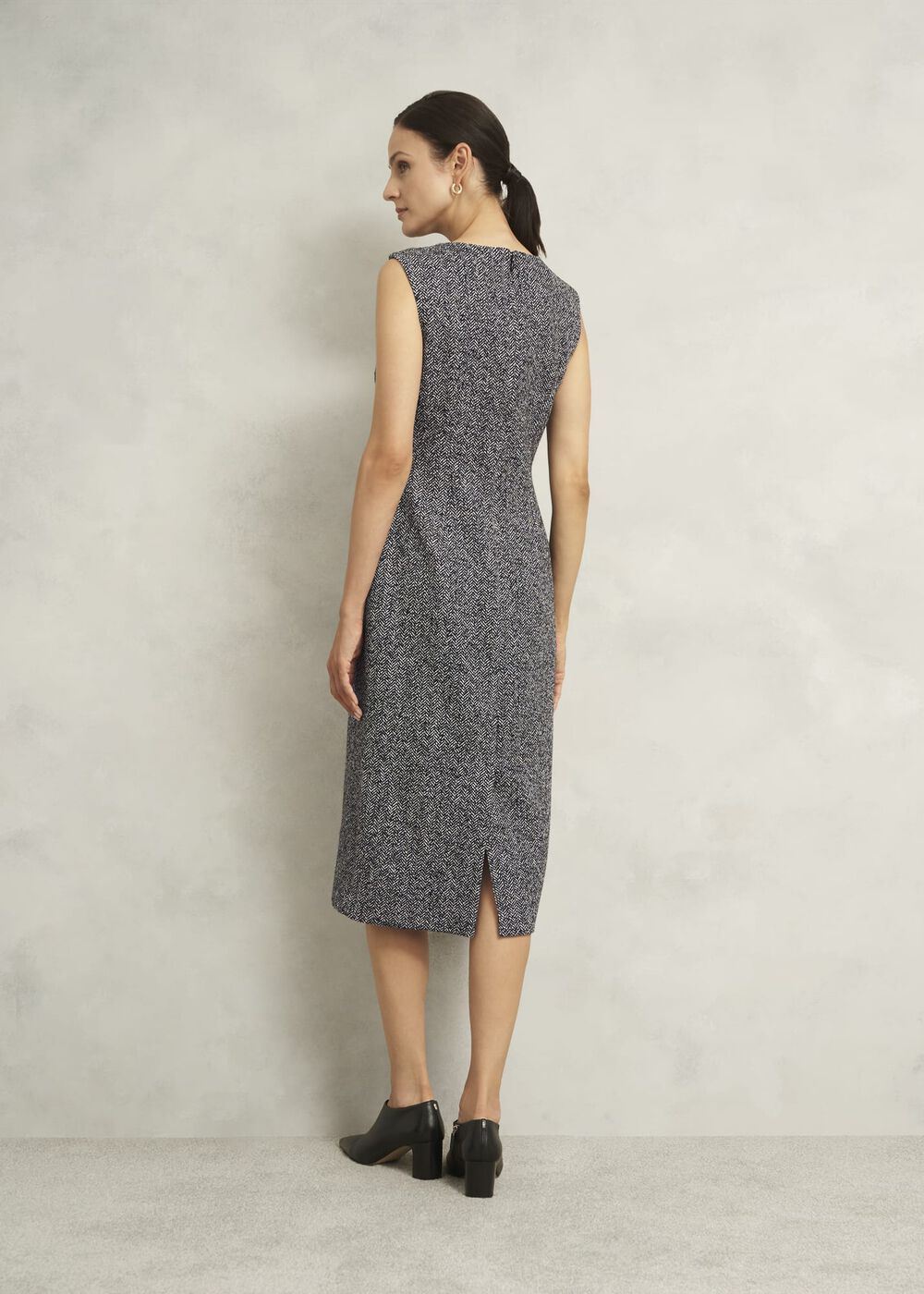 Marlyn Wool Jersey Dress, Black White, hi-res