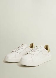 Dannie Leather Trainers, White, hi-res