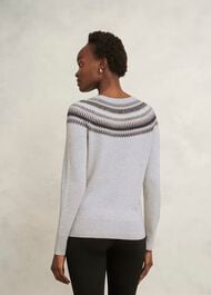 Sparkle Greta Fairisle Wool Blend Knitted Jumper, Pale Grey Marl, hi-res