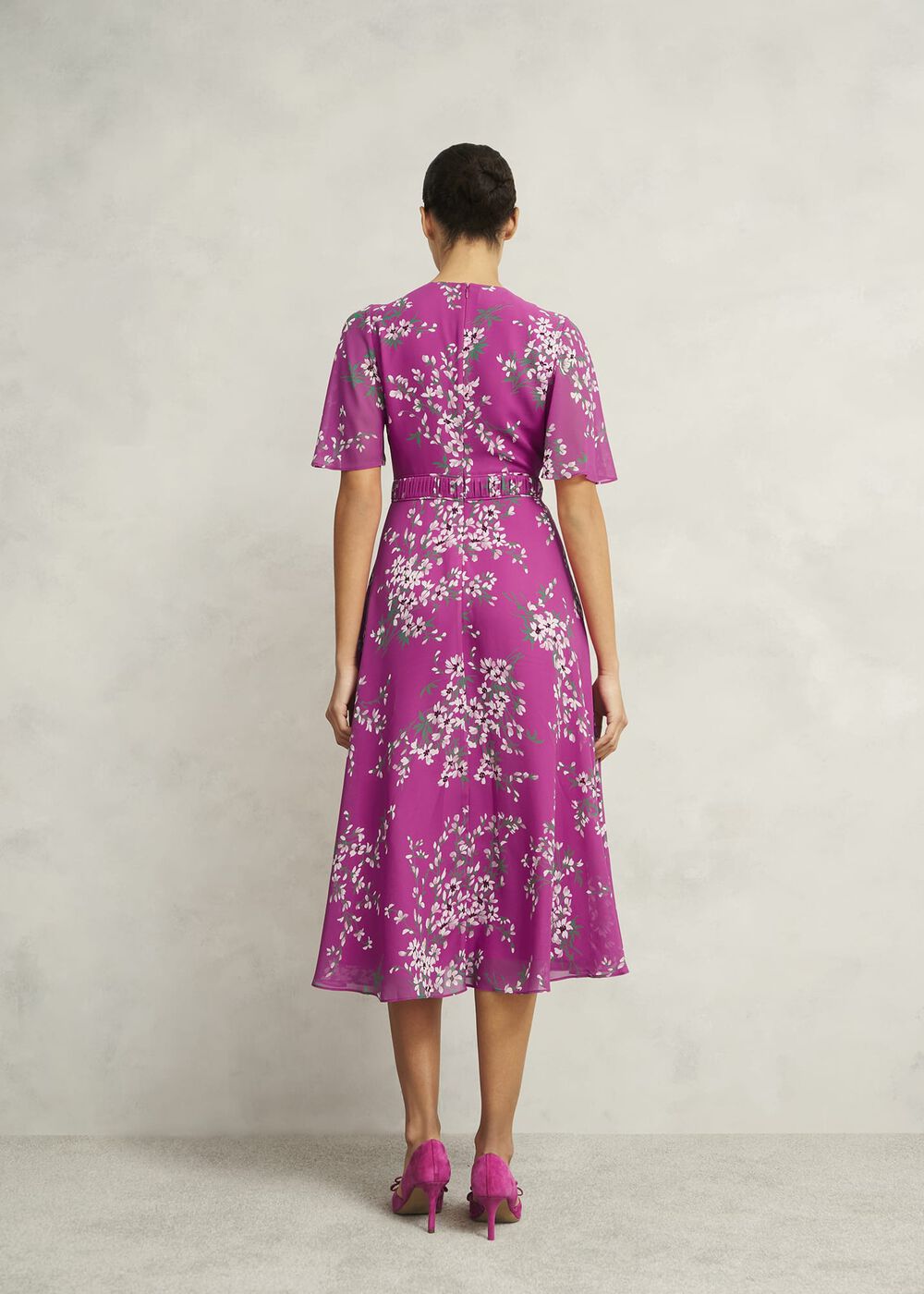 Petite Bronwyn Silk Dress, Pink Multi, hi-res