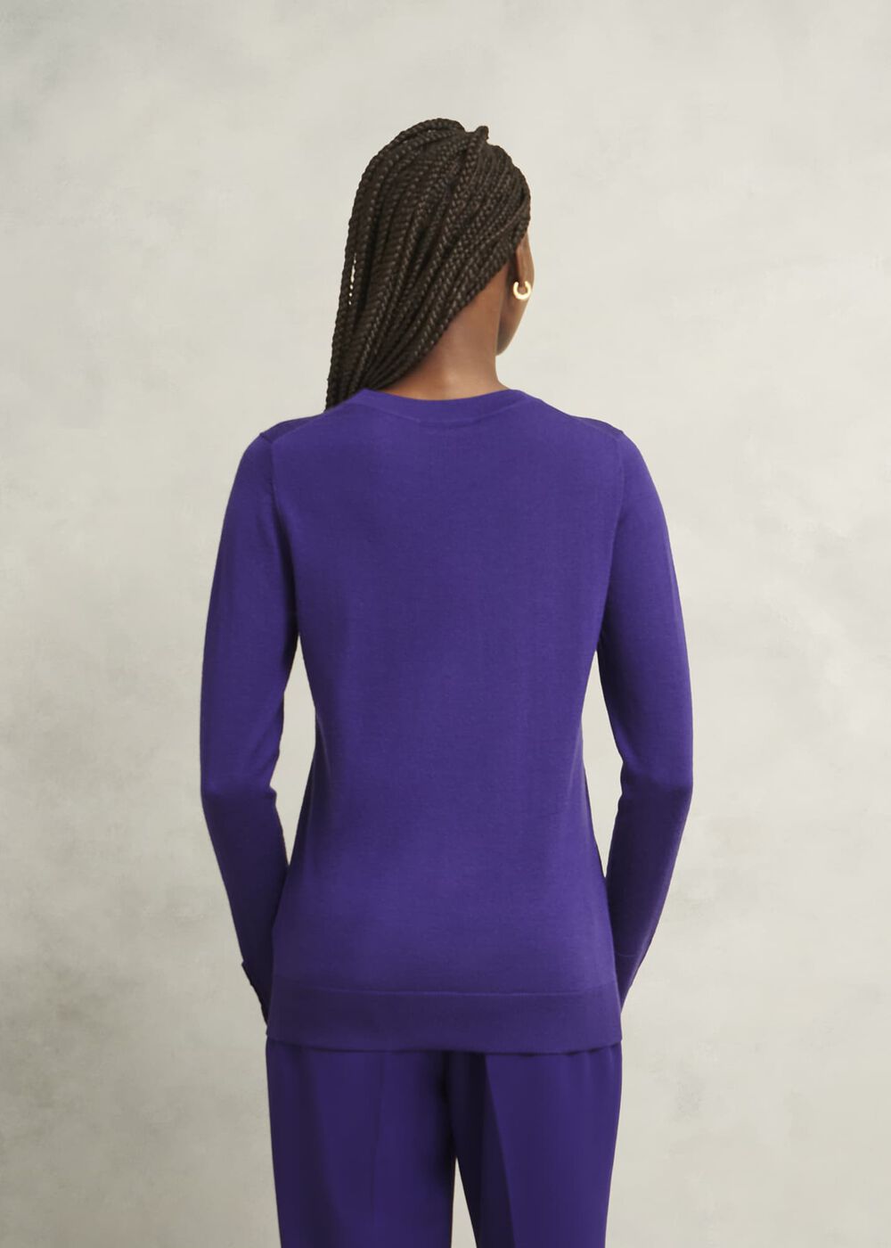 Purple Penny Merino Wool Crew Neck Knitted Sweater, Future Purple, hi-res