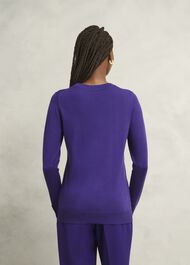 Purple Penny Merino Wool Crew Neck Knitted Sweater, Future Purple, hi-res