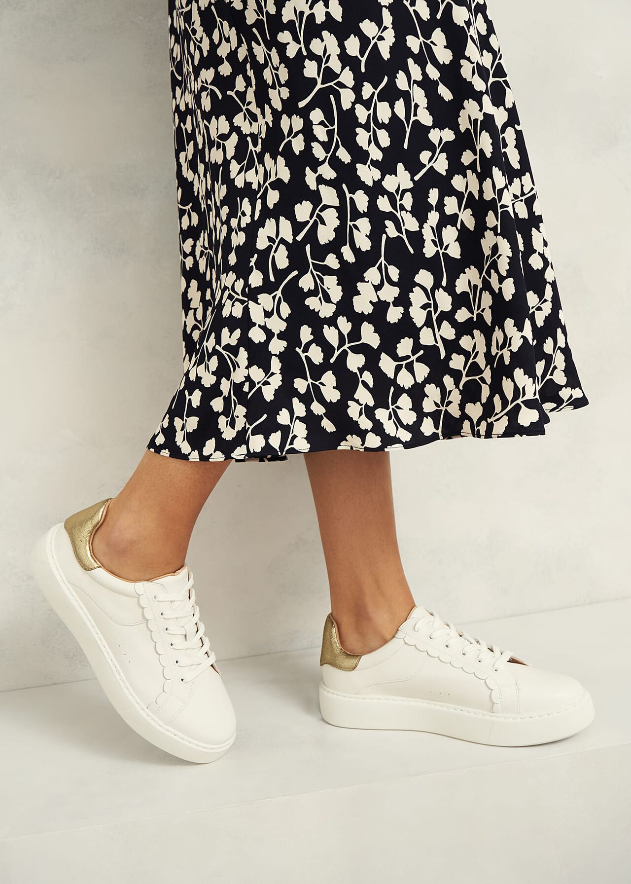 Dannie Leather Trainers, White, hi-res