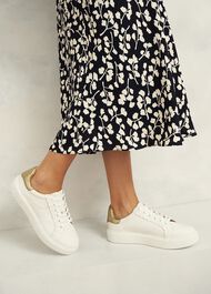 Dannie Leather Trainers, White, hi-res
