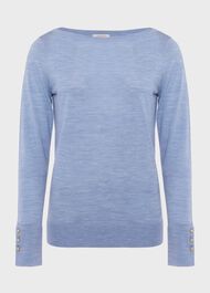 Perla Merino Wool Sweater, Mid Shade Blue, hi-res