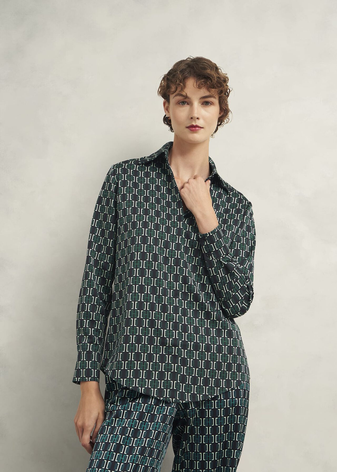 Finwell Satin Shirt, Multi, hi-res