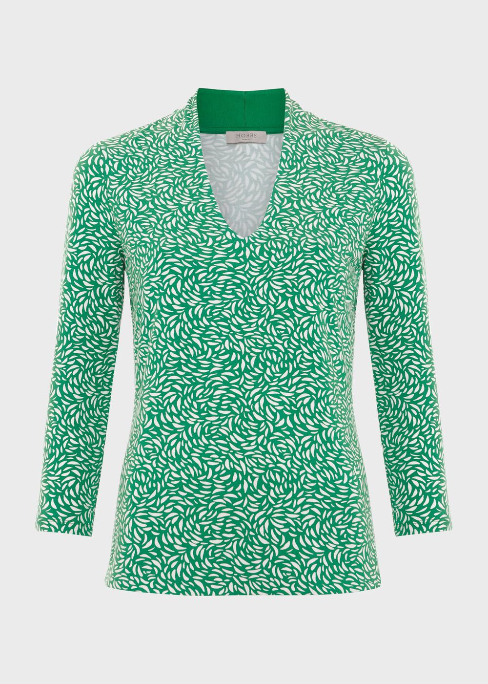Aimee Printed Top, Green Ivory, hi-res
