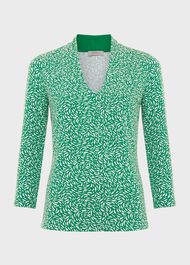 Aimee Printed Top, Green Ivory, hi-res
