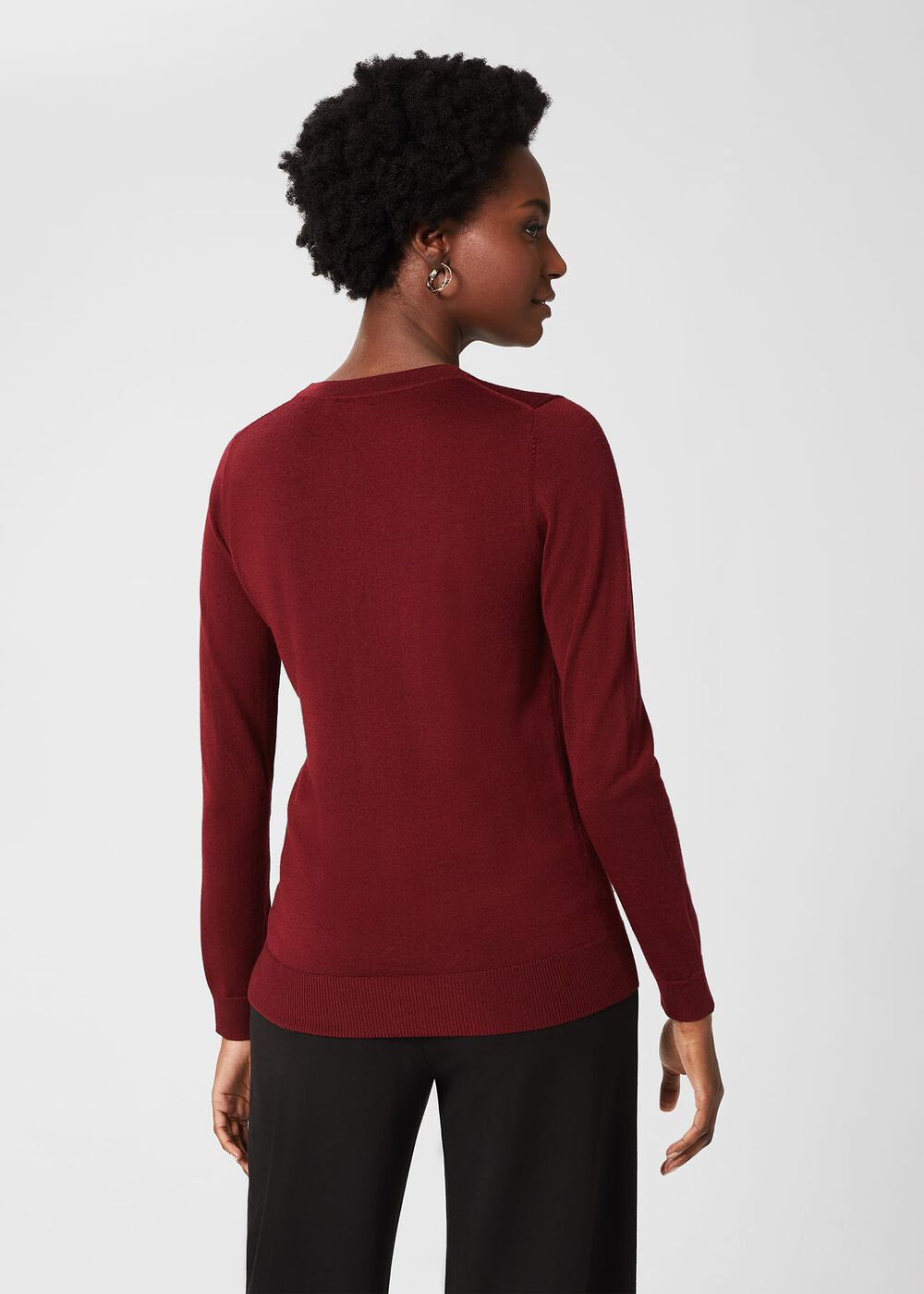 Penny Merino Wool Jumper, Burgundy, hi-res