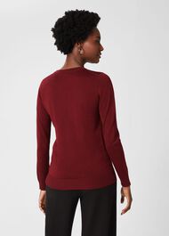 Penny Merino Wool Jumper, Burgundy, hi-res