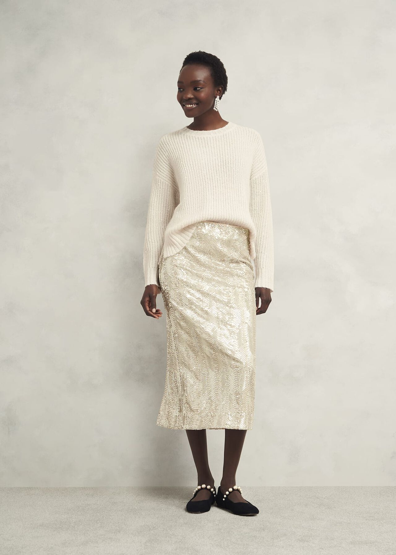 Marsha Sequin Sweater With Alpaca, Ivory, hi-res