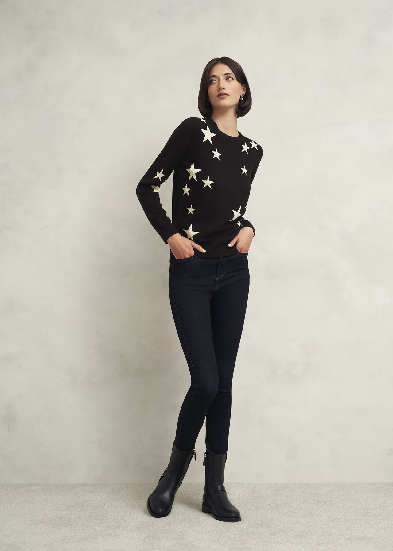 Samira Star Sweater With Cashemre , Black Ivory, hi-res