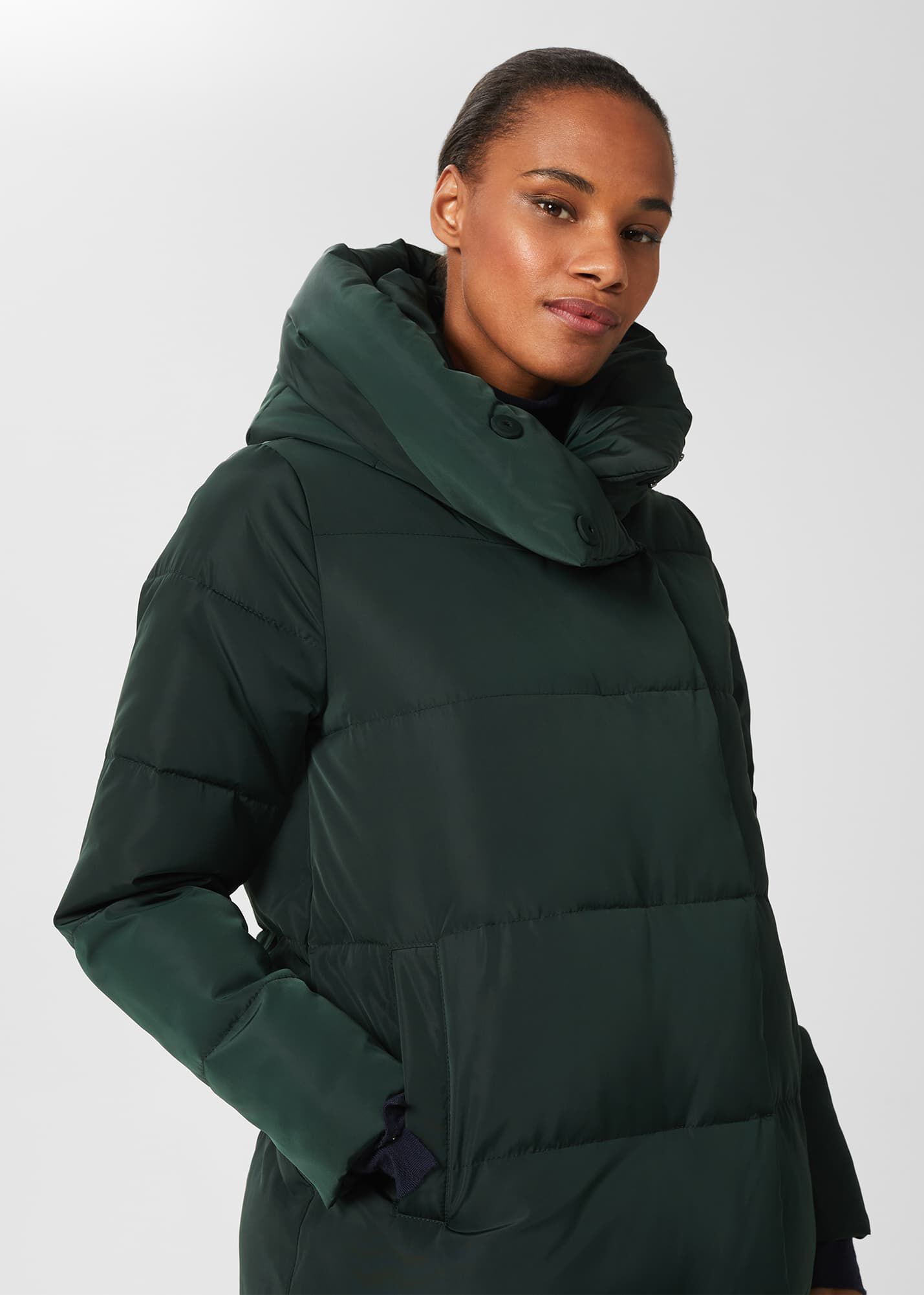 dark green puffer jacket women's