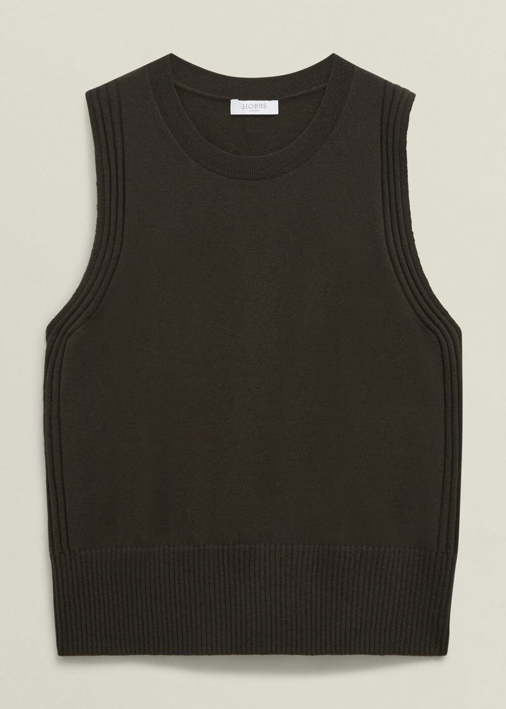 Olive Wentworth Wool Blend Knitted Tank Top, Dark Olive, hi-res