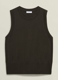 Olive Wentworth Wool Blend Knitted Tank Top, Dark Olive, hi-res