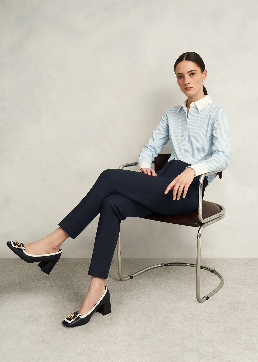 Petite Nicky Tapered Travel Pants, Navy, hi-res