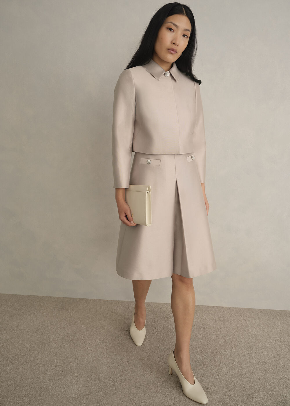 Avery Wool Silk Jacket, Oyster, hi-res