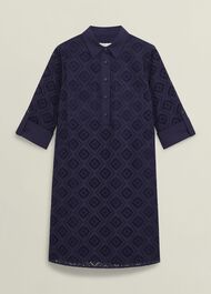 Petite Marcia Broderie Dress, True Navy, hi-res