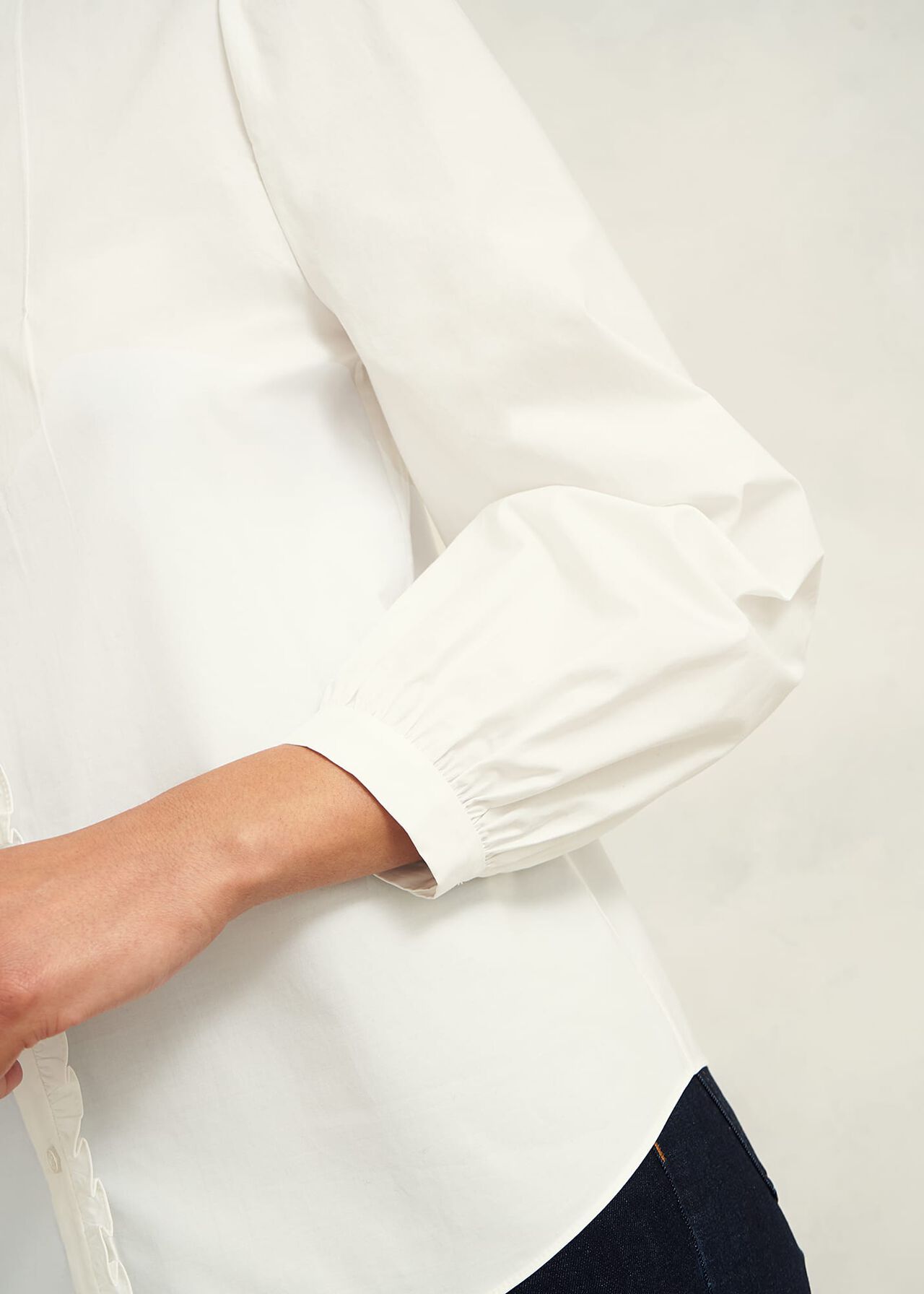 Trinity Cotton Blouse, White, hi-res