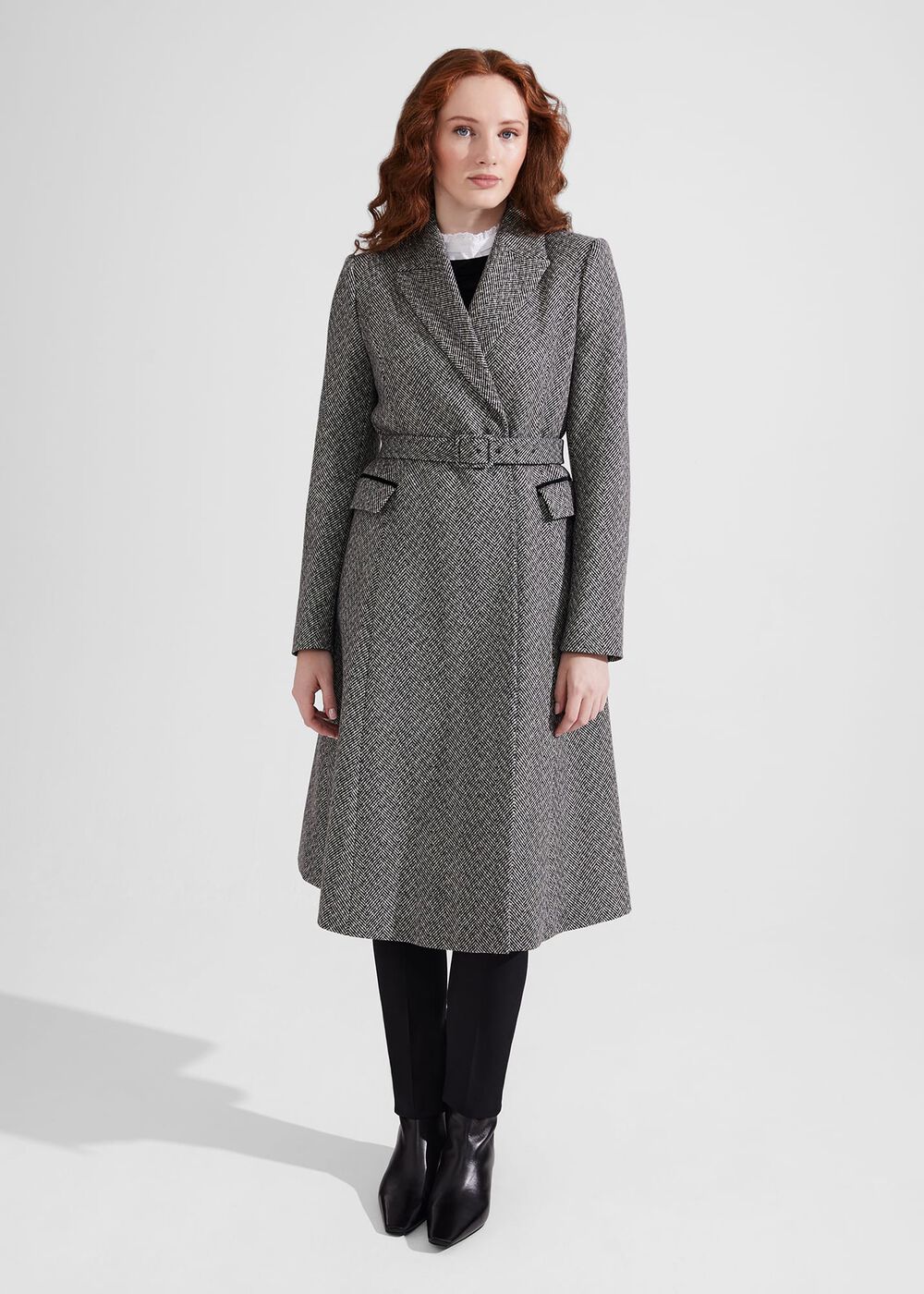 Sian Wool Blend Coat, Black Ivory, hi-res