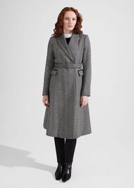 Sian Wool Blend Coat, Black Ivory, hi-res