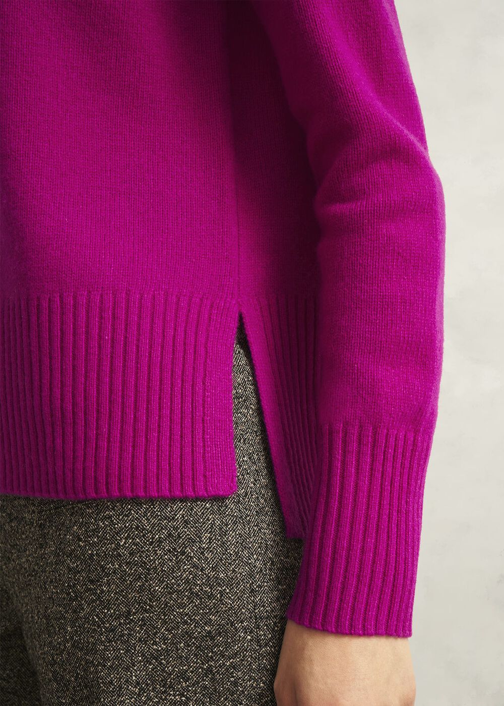 Pink Lorraine Wool Blend Turtle Neck Knitted Sweater, Magenta Pink, hi-res