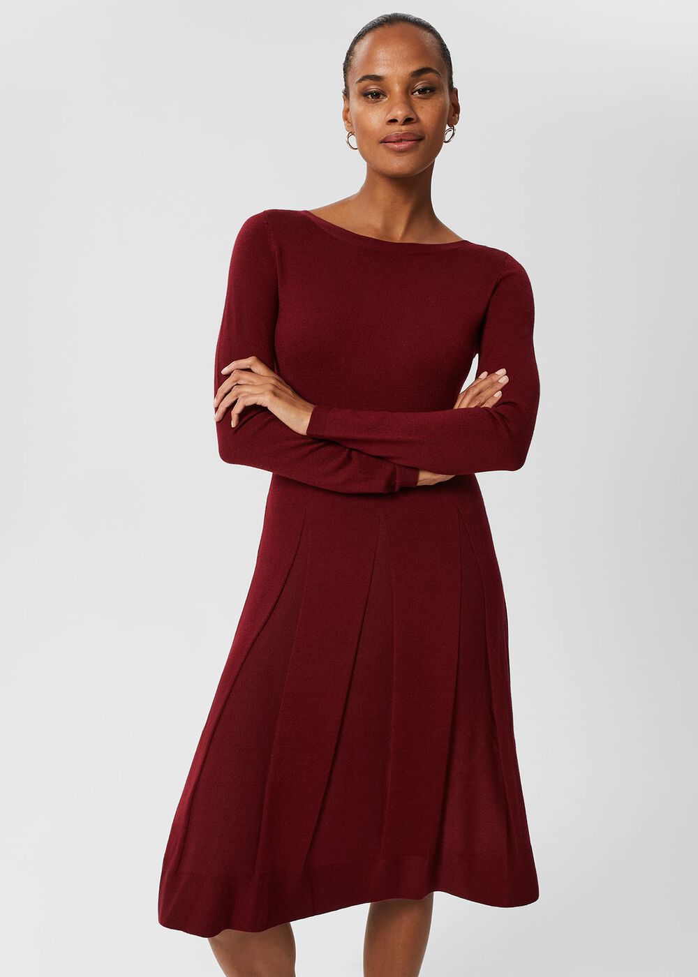 Calla Knitted Dress, Wine Red, hi-res