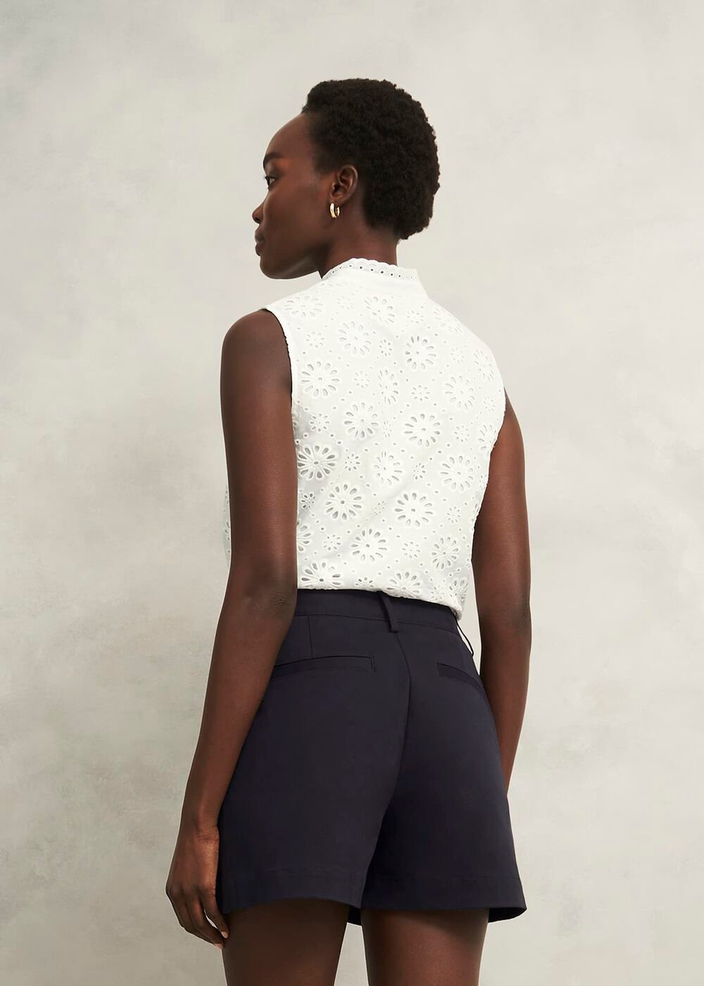 Reena Cotton Shorts, Navy, hi-res