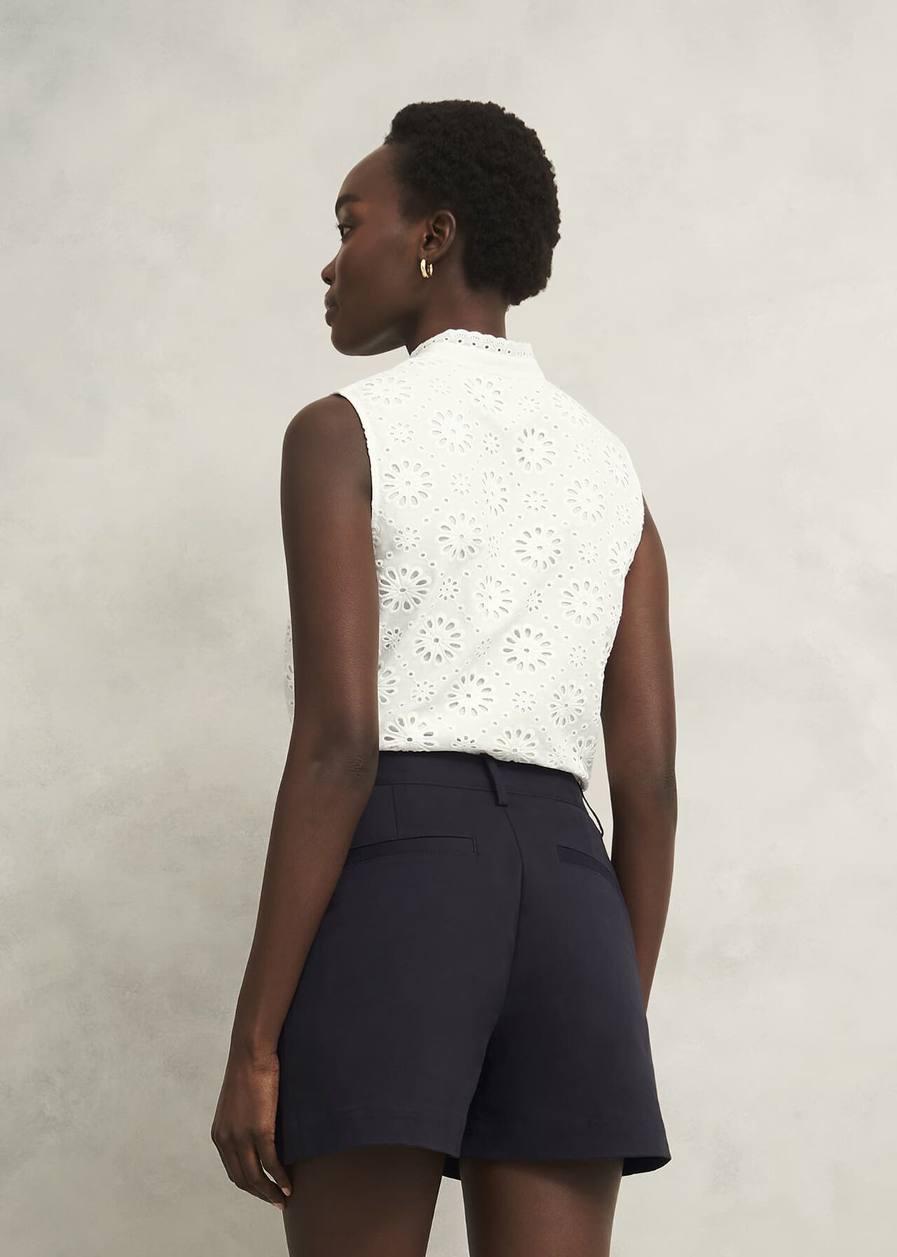 Reena Cotton Shorts, Navy, hi-res