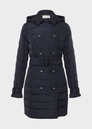 Corina Water Resistant Puffer Trench , Navy, hi-res
