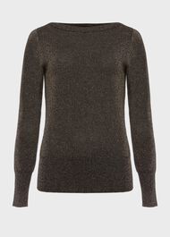 Anika Boatneck Sparkle Jumper, Gold Black, hi-res