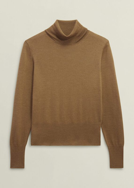 Clarendon Wool Silk Roll Neck Jumper