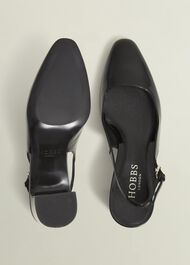 Lily Leather Slingbacks, Black, hi-res