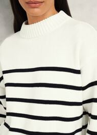 Eastnor Cotton Stripe Jumper, Ivory Black, hi-res