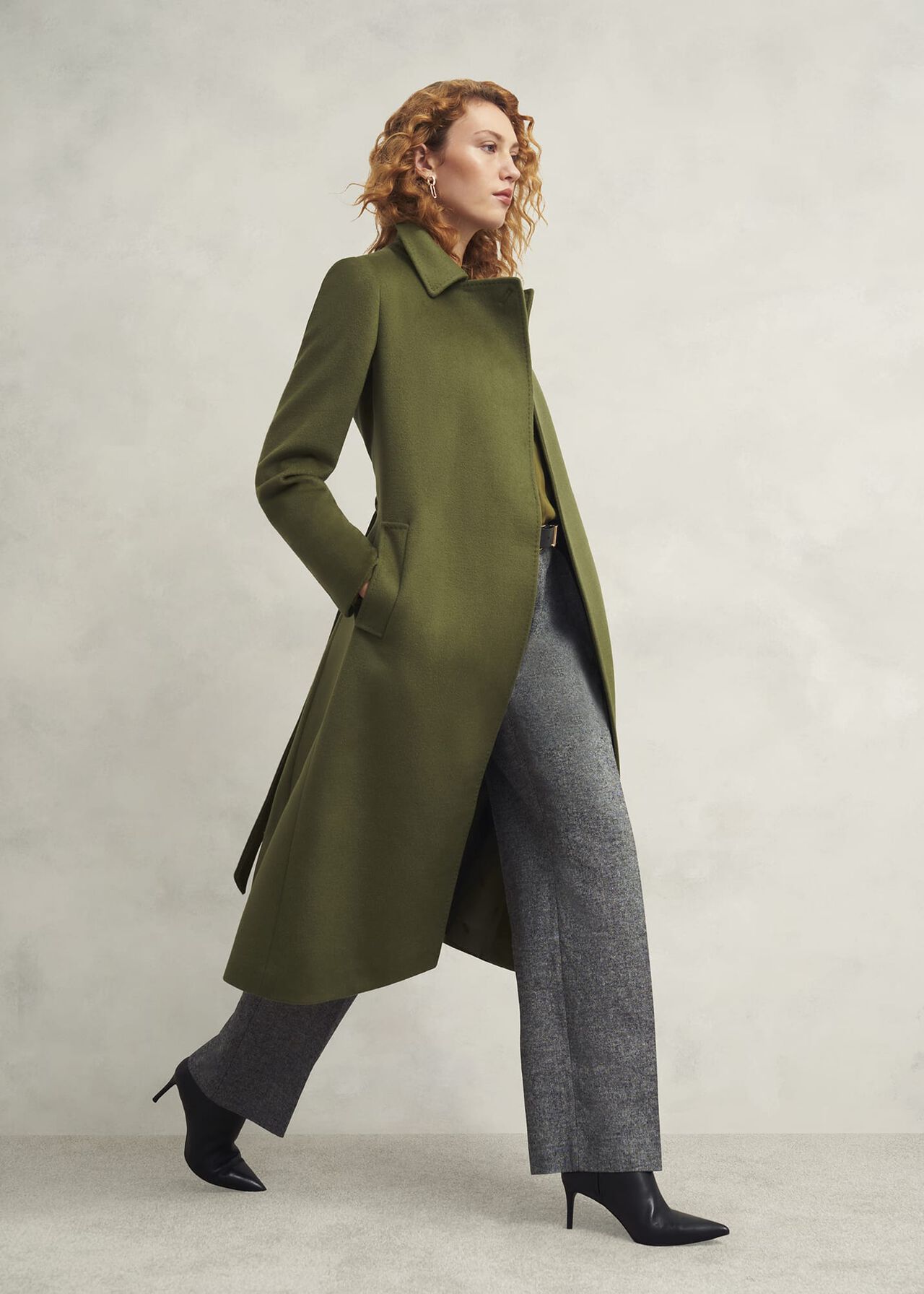 Livia Wool Coat, Kelp Green, hi-res