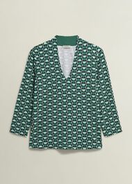 Aimee Printed Top, Agate Green, hi-res