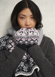 Deanna Fairisle Mittens, Grey Multi, hi-res