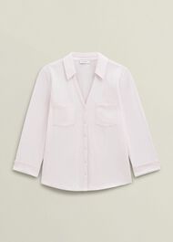 Pink Zariah Cotton Slub 3/4 Sleeve Shirt, Pale Pink, hi-res