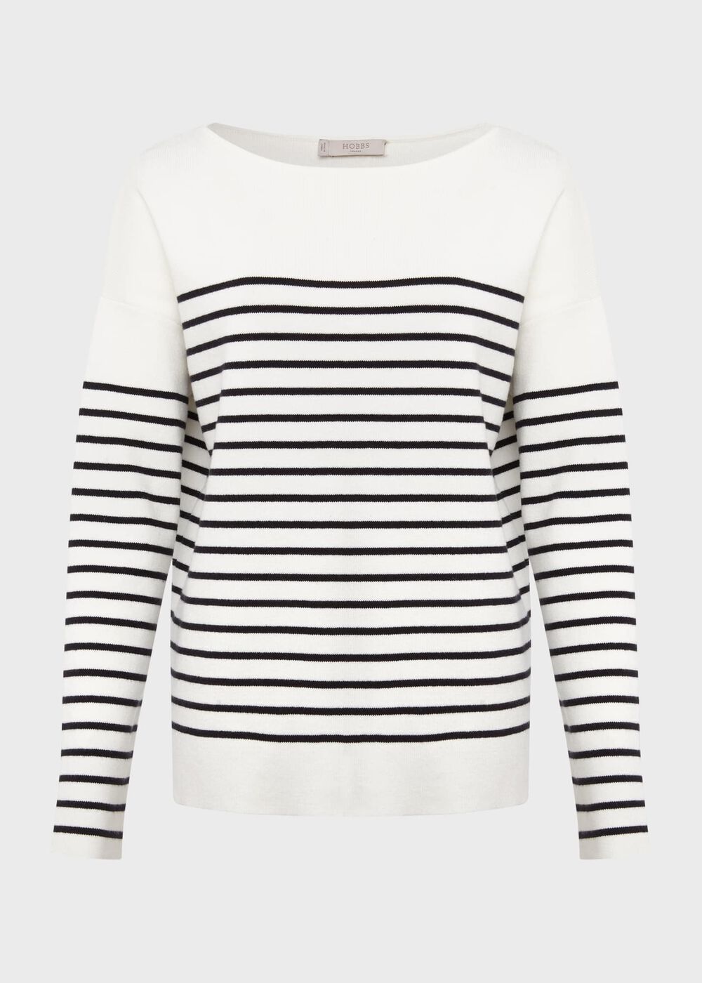 Petra Cotton Striped Sweater, Ivory Navy, hi-res