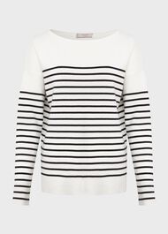 Petra Cotton Striped Sweater, Ivory Navy, hi-res